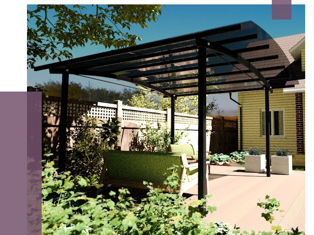 Навесы для террасы в Киржаче от 13145 руб. под ключ | ПРОЛЁТ-Крж