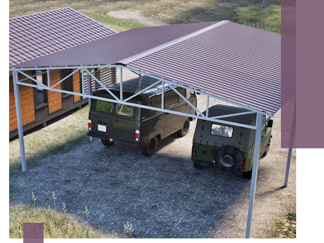 Двускатные навесы под ключ в Киржаче — изготовление и монтаж